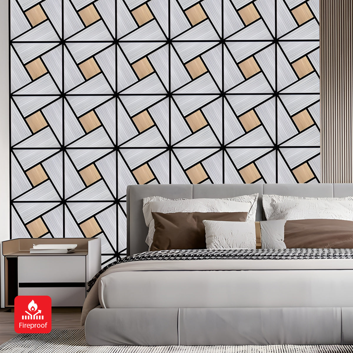 Geometric Acoustic Wall Panel - PET + MDF Size: 610 x 610 x 17mm (Pack of 4)