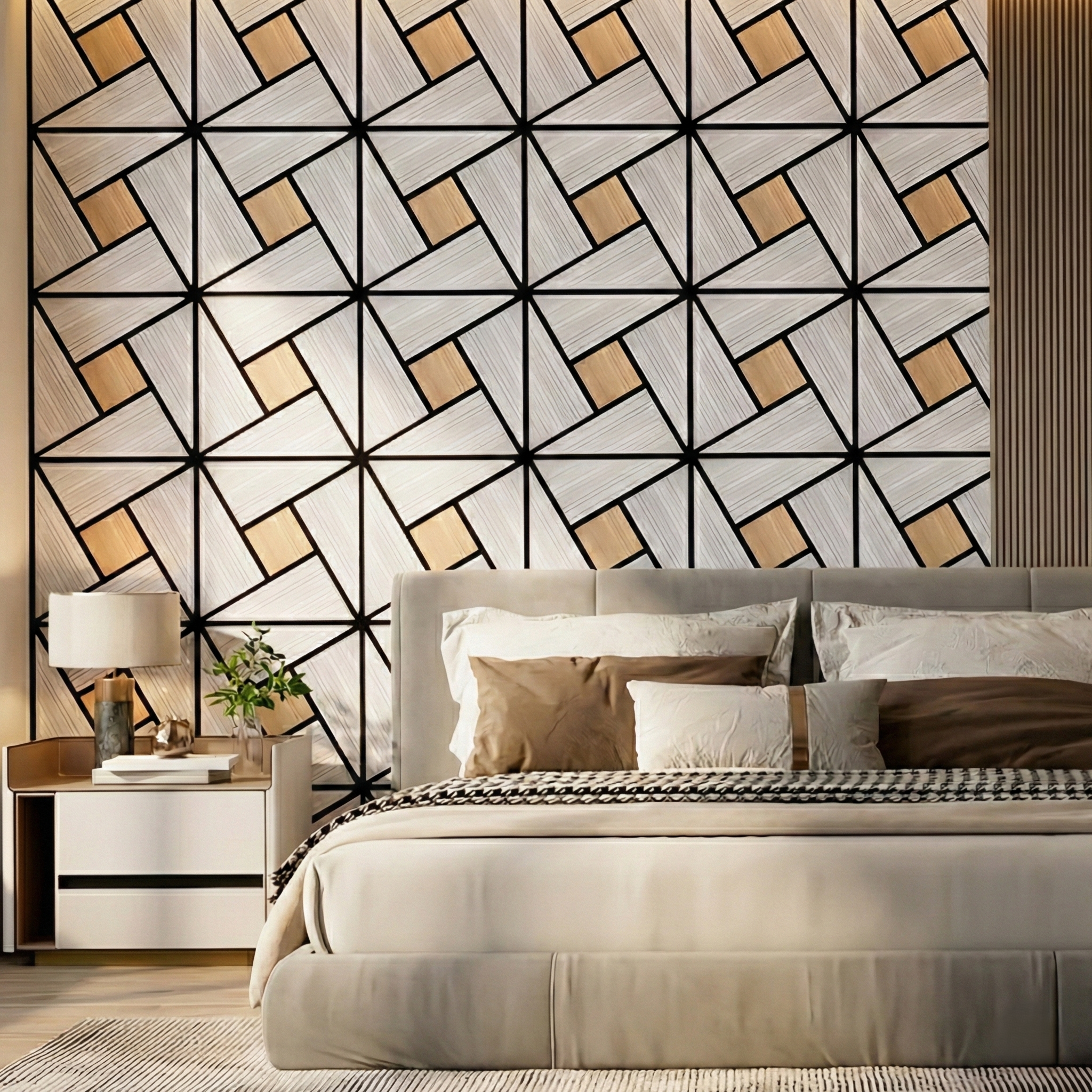 Acoustic Wall Panels PET MDF Pack of 4 – Geometric