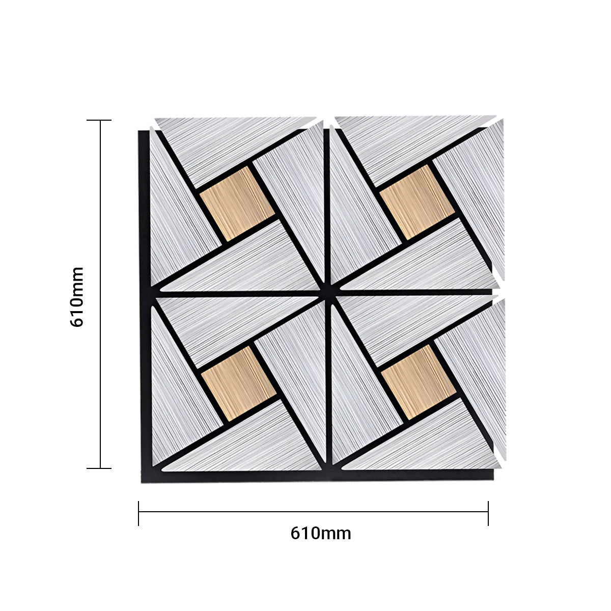 Geometric Acoustic Wall Panel - PET + MDF Size: 610 x 610 x 17mm (Pack of 4)