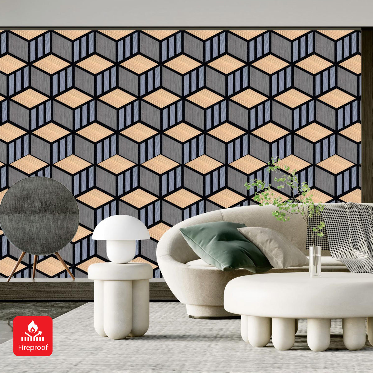Britwall Acoustic Wall Panel HexaCube PET + MDF Pack of 4 – HexaCube