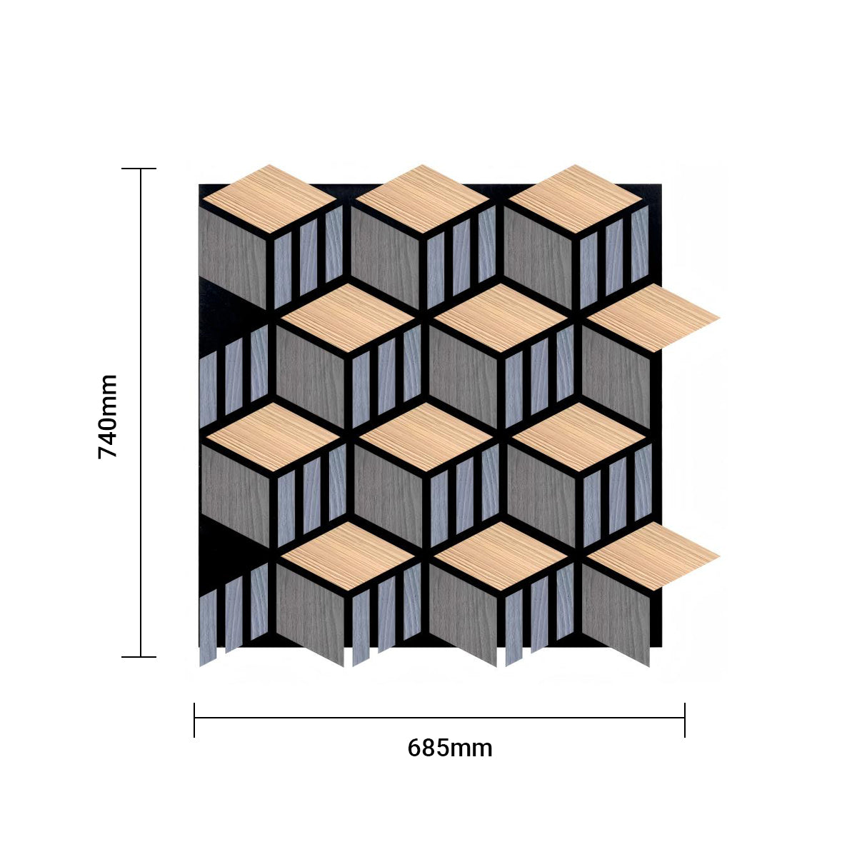Britwall Acoustic Wall Panel HexaCube PET + MDF Pack of 4 – HexaCube