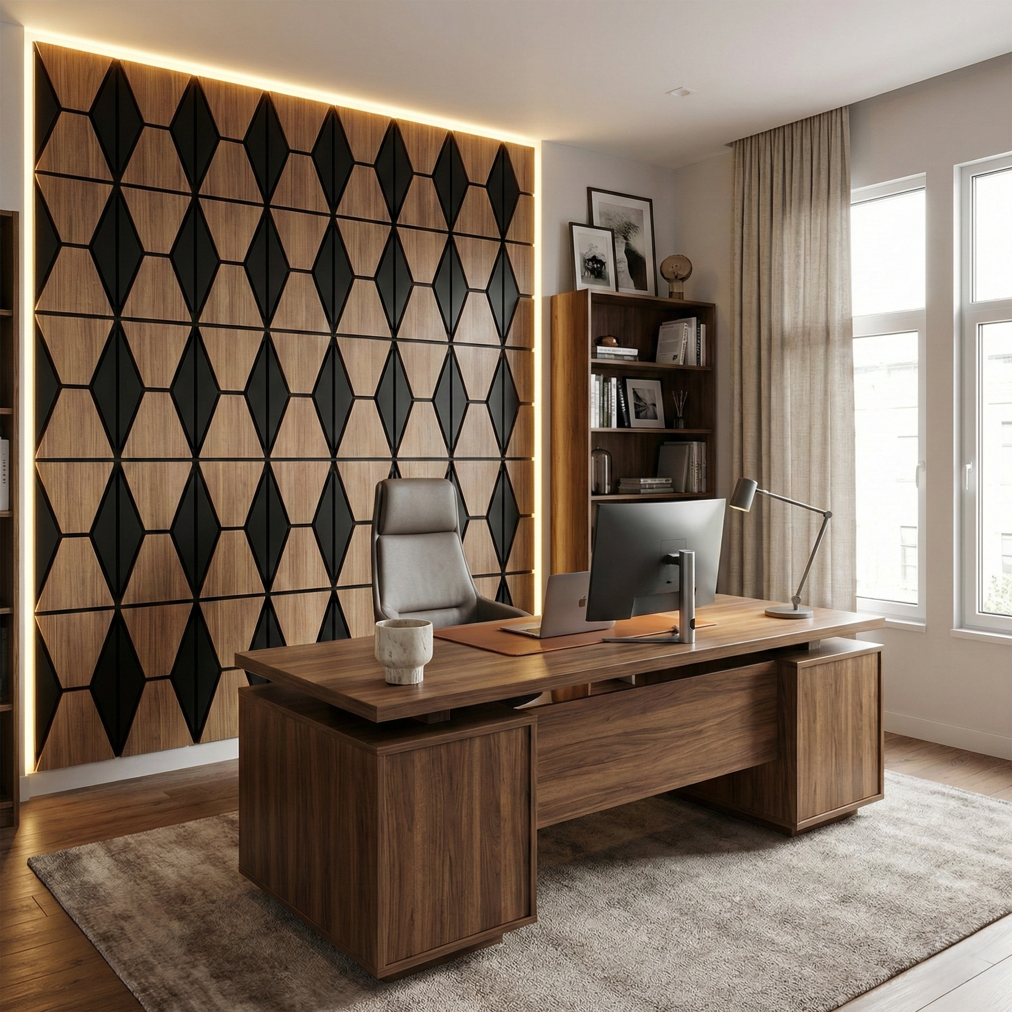 Acoustic Wall Panel PET + MDF Pack of 4 – Geometric Harmony