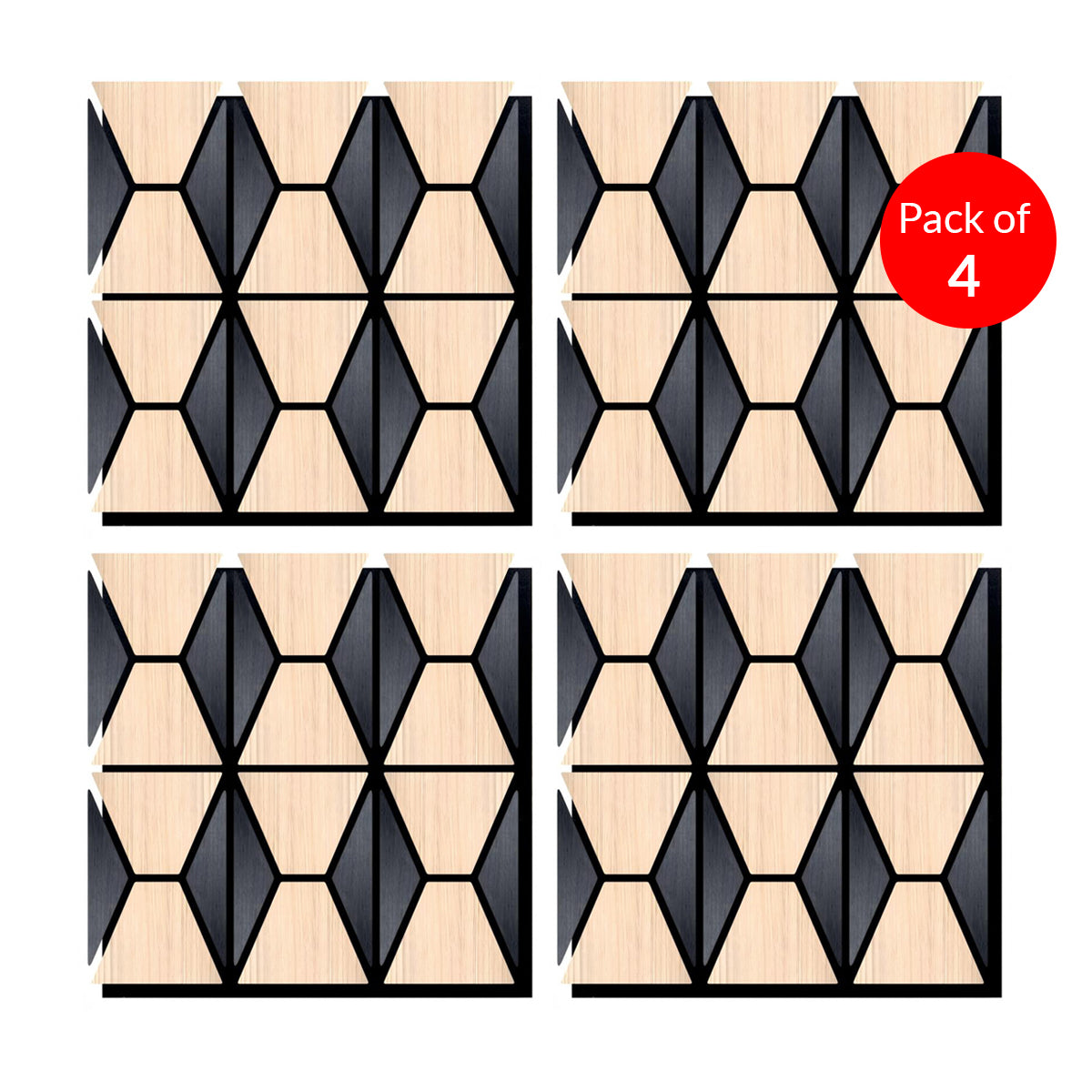 Geometric Harmony Acoustic Panel  - PET + MDF Size: 610 x 610 x 17 mm (Pack of 4)