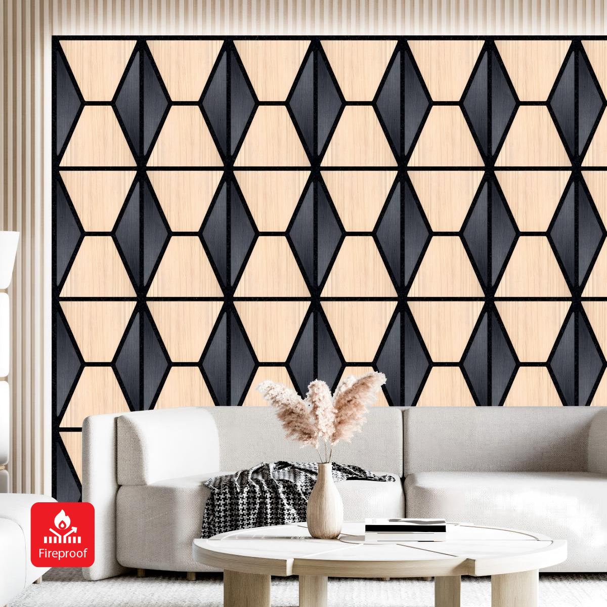 Acoustic Wall Panel PET + MDF Pack of 4 – Geometric Harmony