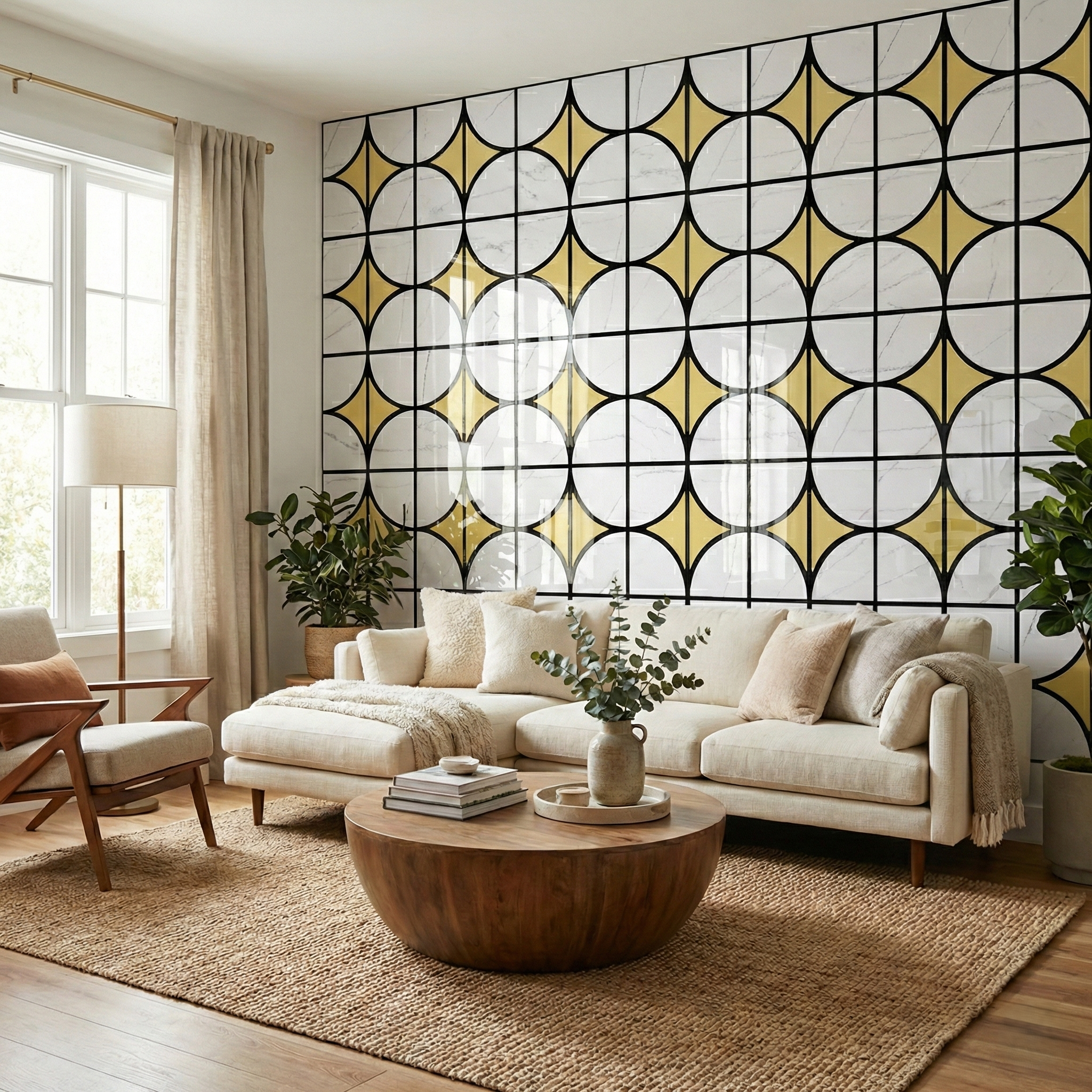 Decorative Acoustic Wall Panel PET + MDF Pack of 4 – Modern Grid Glass Design