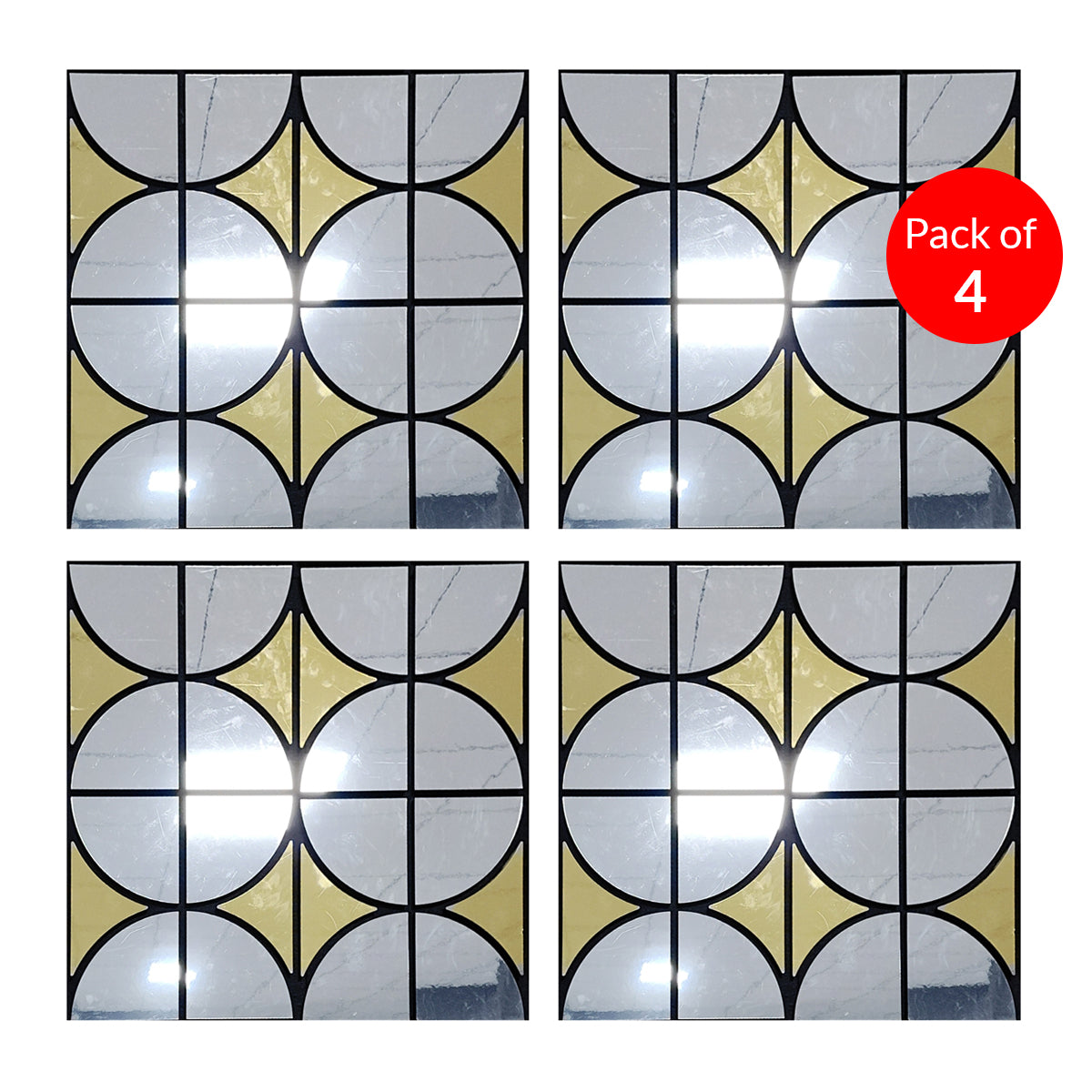Decorative Acoustic Wall Panel, Modern Grid Glass Design - PET + MDF Size: 610 x 610 x 17 mm (Pack of 4)