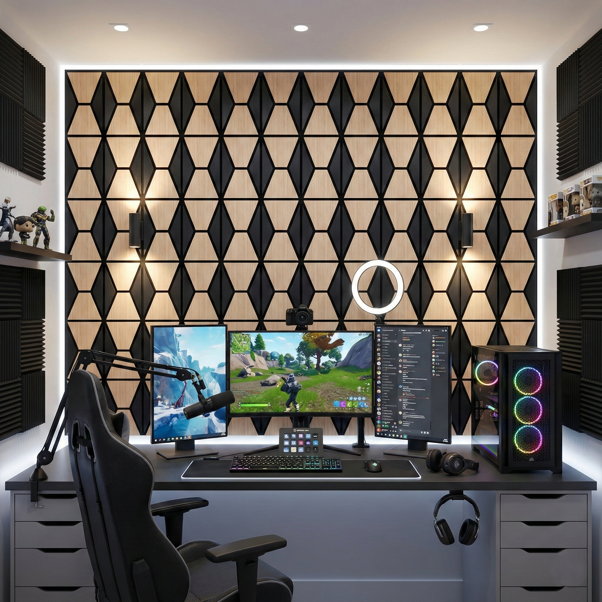 Acoustic Wall Panel PET + MDF Pack of 4 – Geometric Harmony