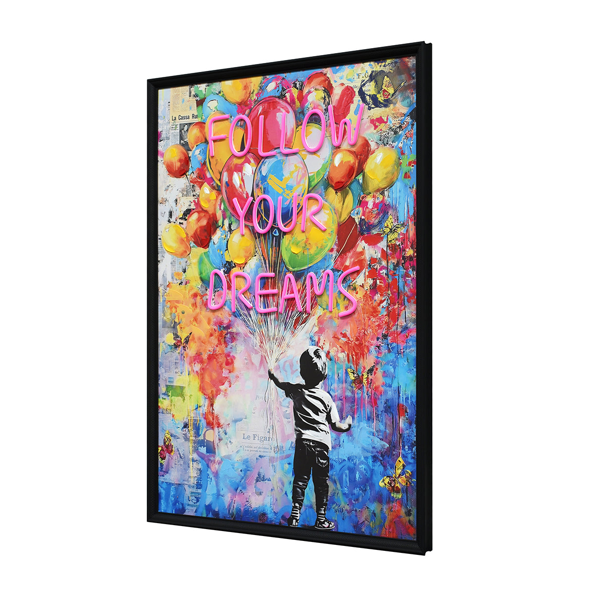 Britwall LED Wall Art Boy Follow Your Dreams Illuminated Canvas 63x93cm with UK Plug & ON Off Switch