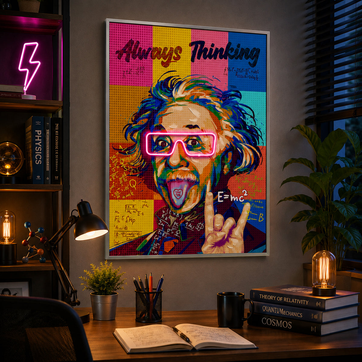 Britwall LED Wall Art Einstein Follow Your Dreams Illuminated Canvas 63x93cm with UK Plug & ON Off Switch  Can be Sold