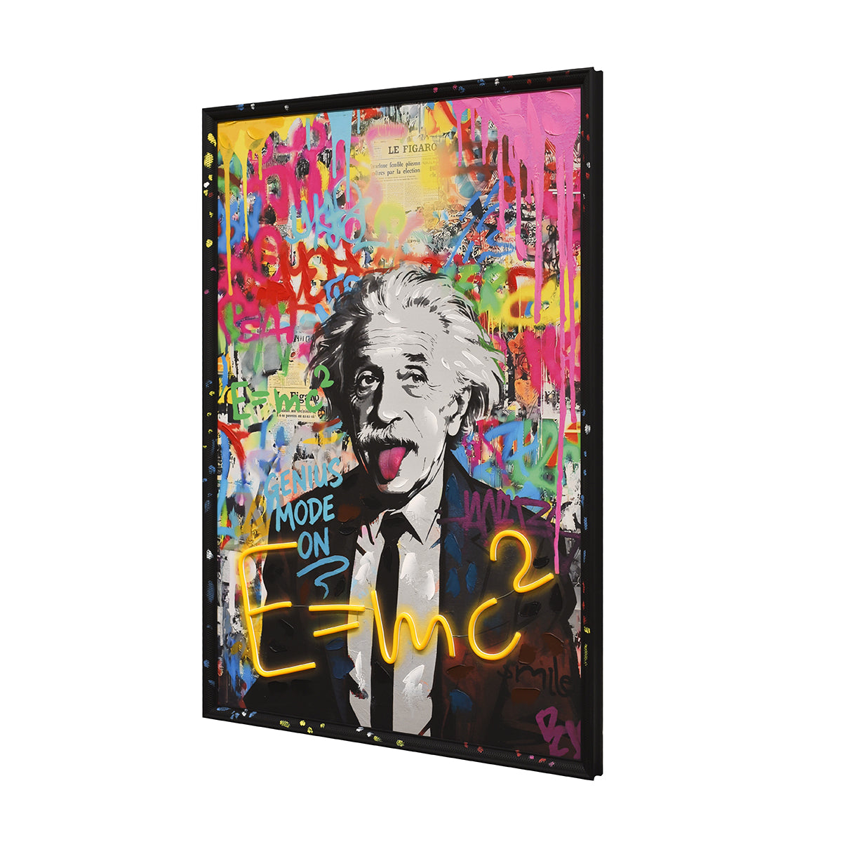 Britwall LED Wall Art Einstein E=mc² Illuminated Canvas 63x93cm with UK Plug & ON Off Switch