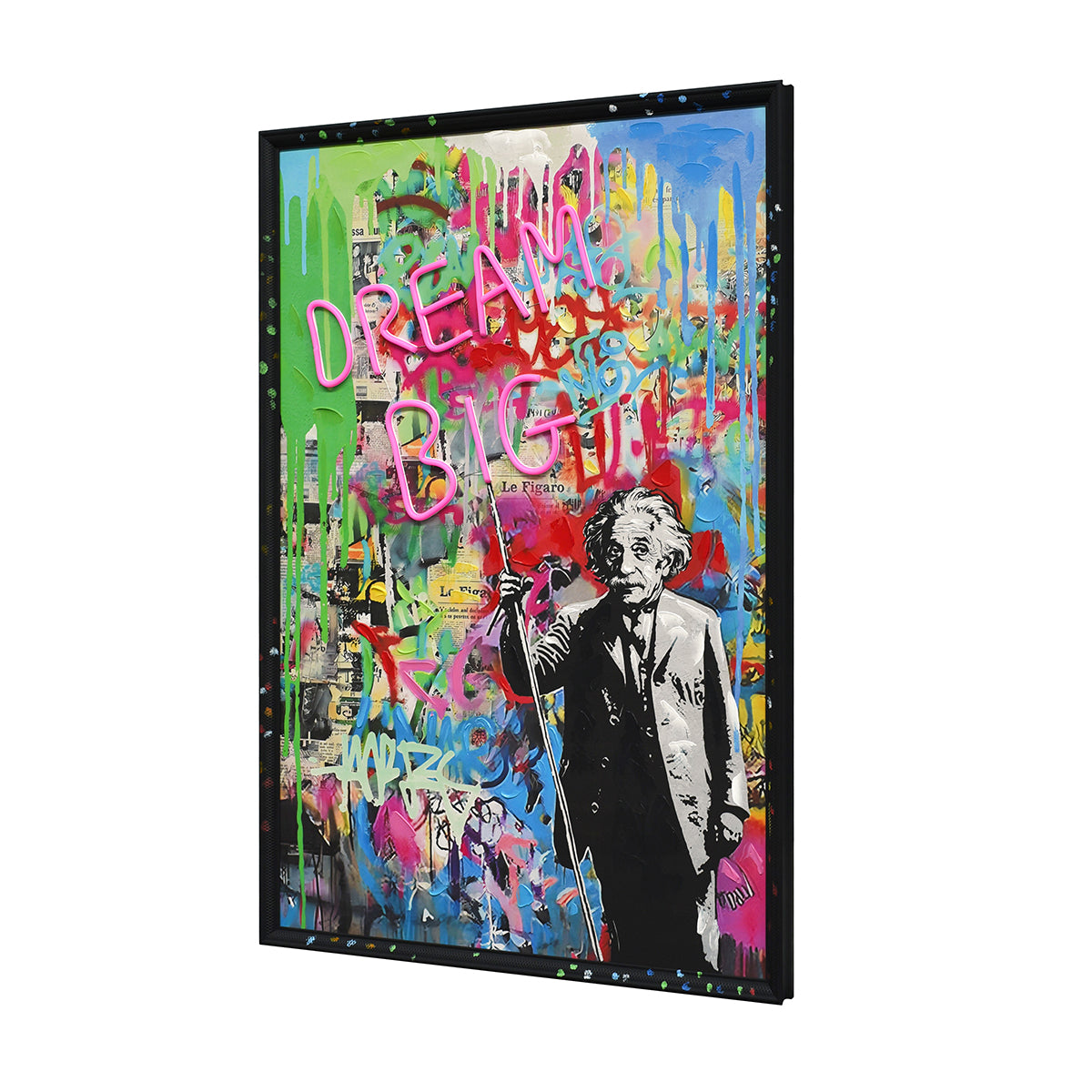 Britwall LED Wall Art Einstein Dream Bigger Illuminated Canvas 63x93cm with UK Plug & ON Off Switch
