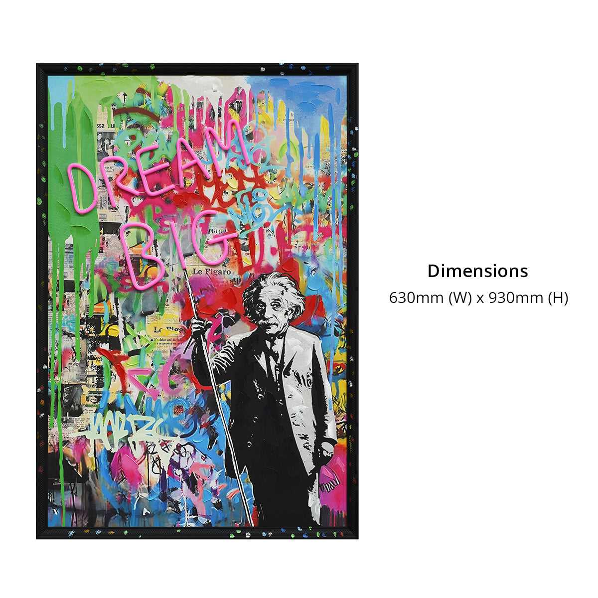 Britwall LED Wall Art Einstein Dream Bigger Illuminated Canvas 63x93cm with UK Plug & ON Off Switch