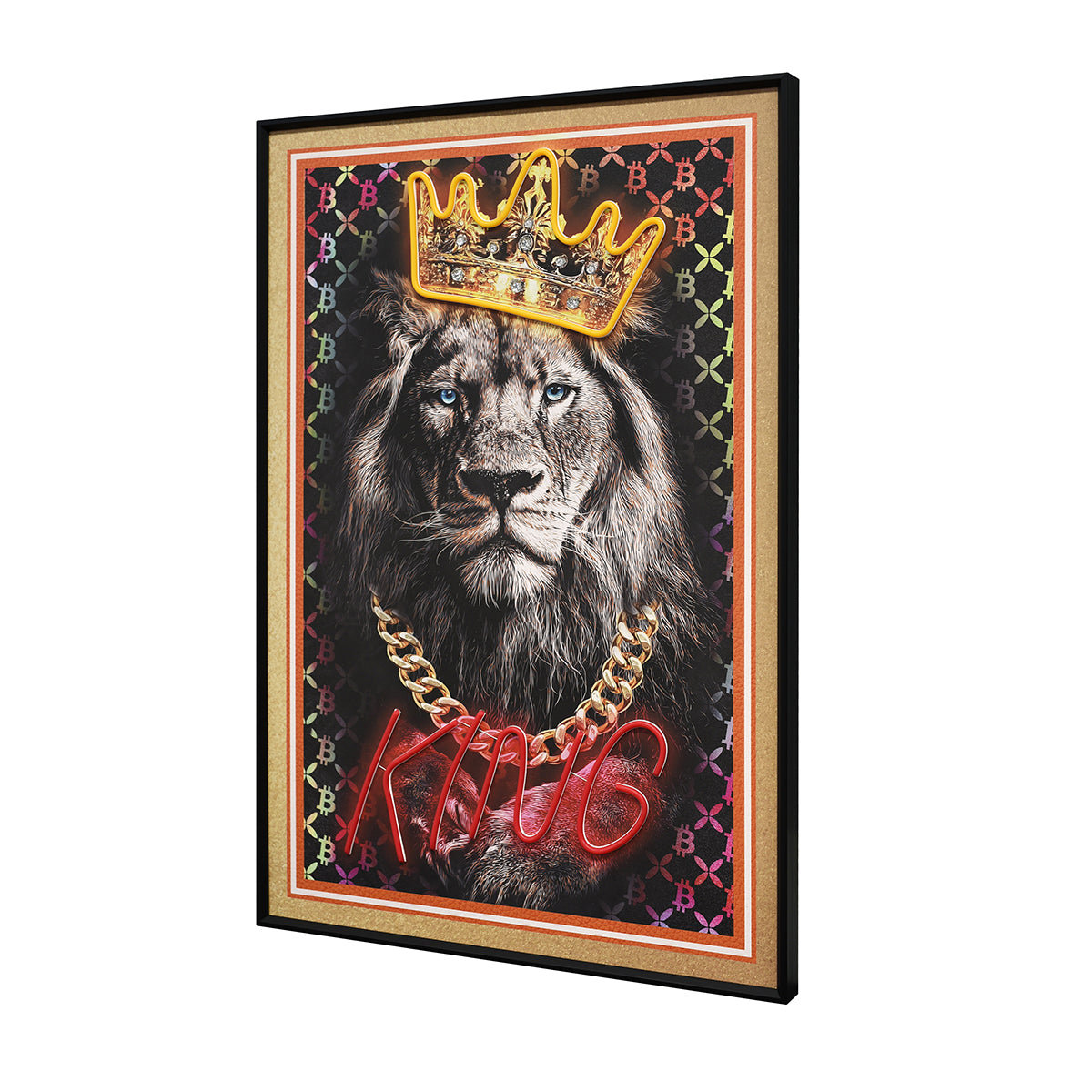 Britwall LED Wall Art Lion King Illuminated Canvas 61.6x91.6cm with UK Plug & ON Off Switch