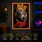 Britwall LED Wall Art Lion King Illuminated Canvas 61.6x91.6cm with UK Plug & ON Off Switch