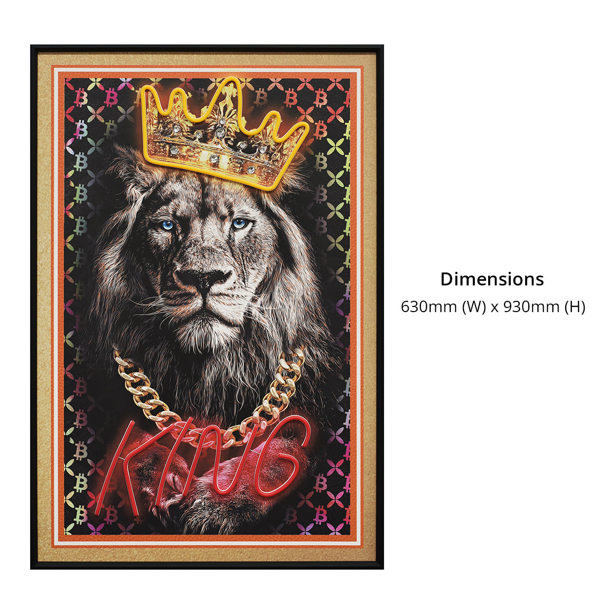 Britwall LED Wall Art Lion King Illuminated Canvas 61.6x91.6cm with UK Plug & ON Off Switch
