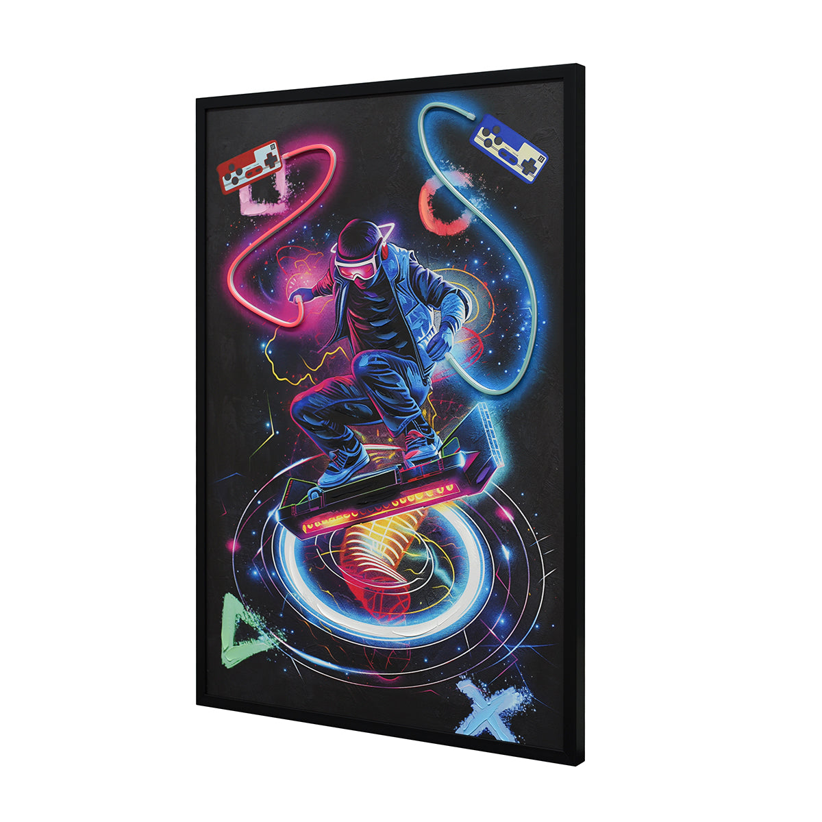 Britwall LED Wall Art Gamer with Console Illuminated Canvas 63x93cm with UK Plug & ON Off Switch