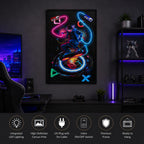 Britwall LED Wall Art Gamer with Console Illuminated Canvas 63x93cm with UK Plug & ON Off Switch