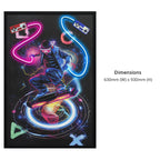 Britwall LED Wall Art Gamer with Console Illuminated Canvas 63x93cm with UK Plug & ON Off Switch