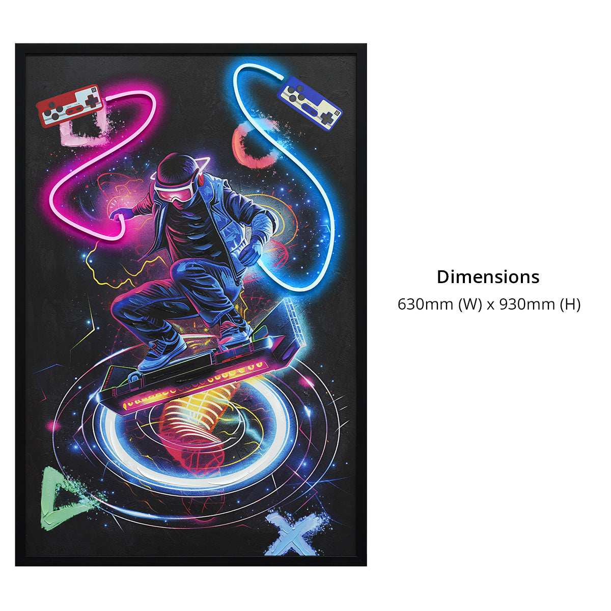 Britwall LED Wall Art Gamer with Console Illuminated Canvas 63x93cm with UK Plug & ON Off Switch