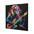 Britwall LED Wall Art Lion with Guitar Illuminated Canvas 83x83cm with UK Plug & ON Off Switch
