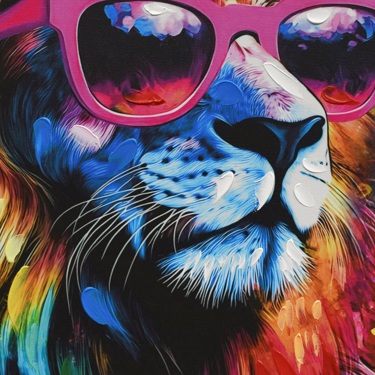 Britwall LED Wall Art Lion with Guitar Illuminated Canvas 83x83cm with UK Plug & ON Off Switch