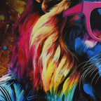 Britwall LED Wall Art Lion with Guitar Illuminated Canvas 83x83cm with UK Plug & ON Off Switch