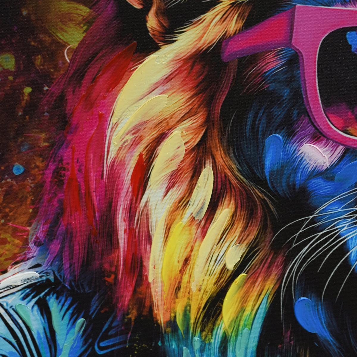 Britwall LED Wall Art Lion with Guitar Illuminated Canvas 83x83cm with UK Plug & ON Off Switch