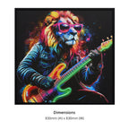 Britwall LED Wall Art Lion with Guitar Illuminated Canvas 83x83cm with UK Plug & ON Off Switch