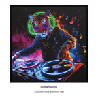 Britwall LED Wall Art Tiger DJ Illuminated Canvas 83x83cm with UK Plug & ON Off Switch
