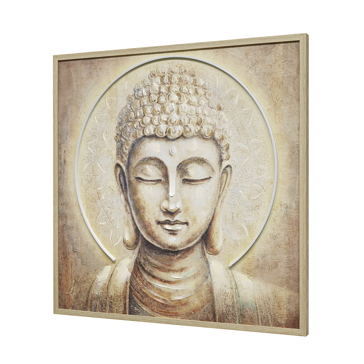 Britwall LED Wall Art Enlightened Buddha Illuminated Canvas 83x83cm with UK Plug & ON Off Switch