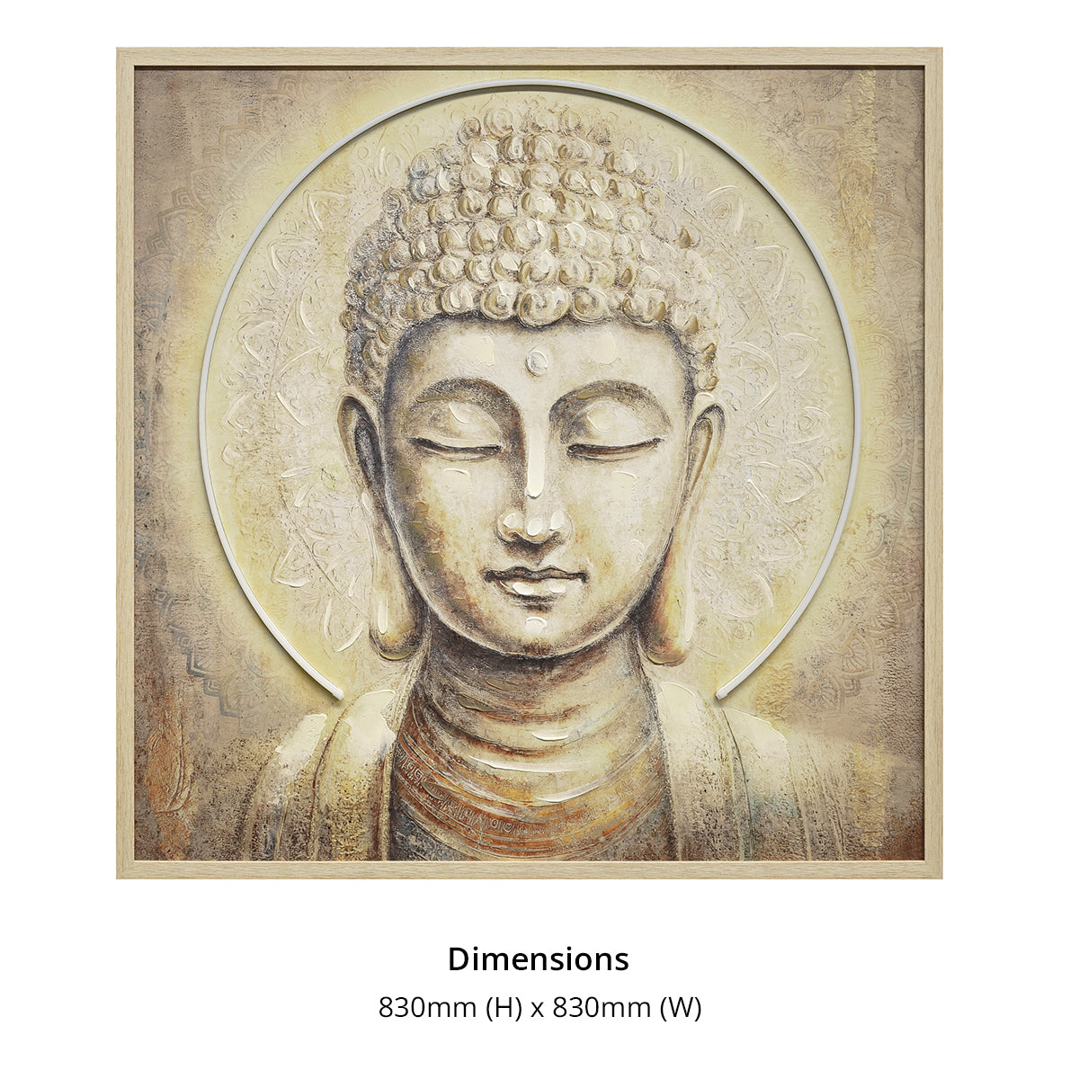 Britwall LED Wall Art Enlightened Buddha Illuminated Canvas 83x83cm with UK Plug & ON Off Switch
