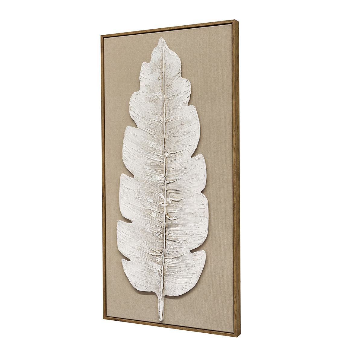 Britwall LED Wall Art White Leaf Illuminated Canvas 50x100cm with UK Plug & ON Off Switch