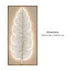 Britwall LED Wall Art White Leaf Illuminated Canvas 50x100cm with UK Plug & ON Off Switch