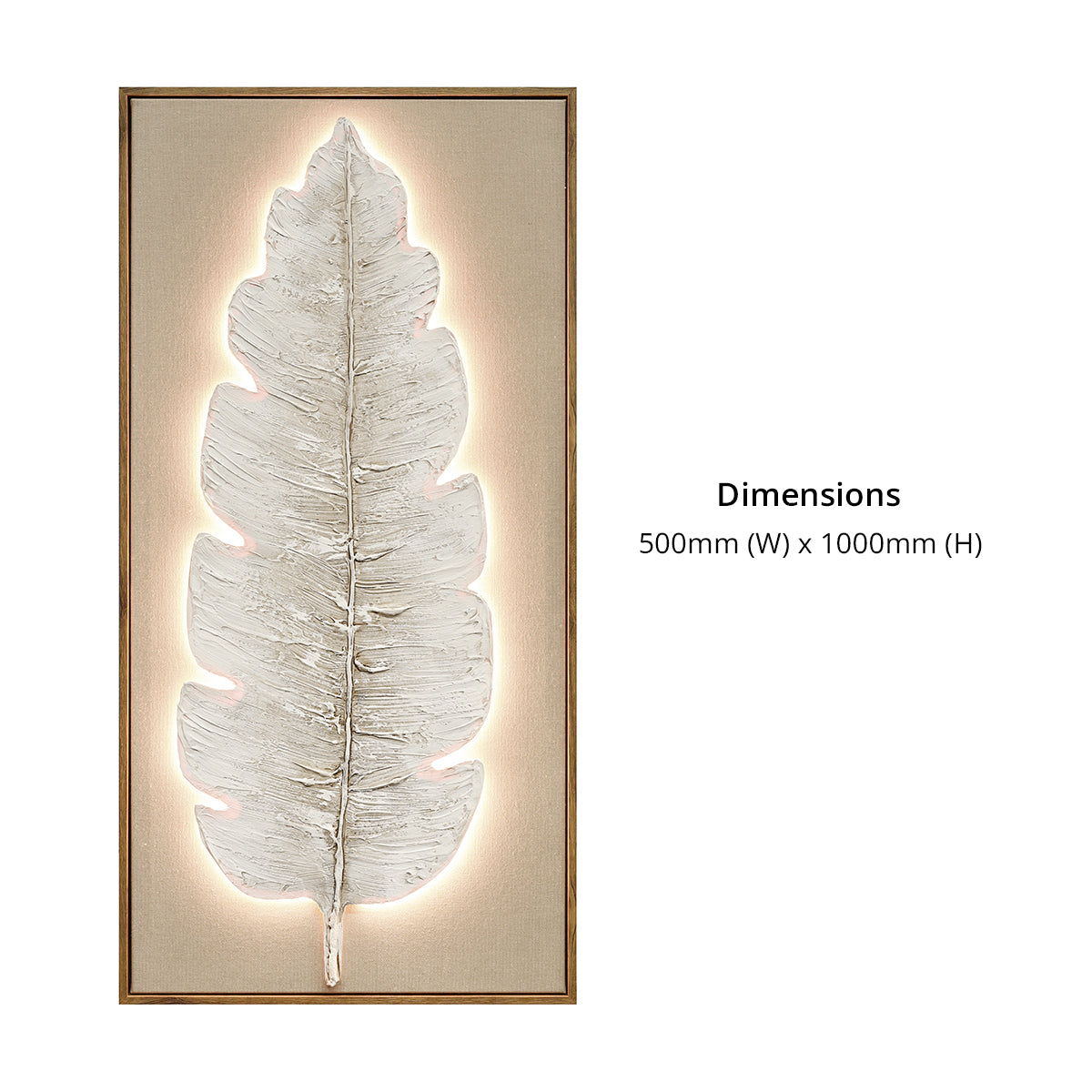 Britwall LED Wall Art White Leaf Illuminated Canvas 50x100cm with UK Plug & ON Off Switch