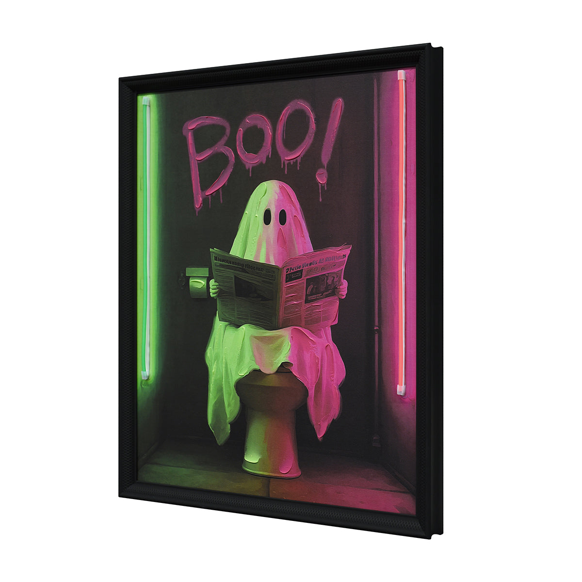 Britwall LED Wall Art Boo Halloween Illuminated Canvas 43x53cm with UK Plug & ON Off Switch