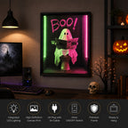 Britwall LED Wall Art Boo Halloween Illuminated Canvas 43x53cm with UK Plug & ON Off Switch
