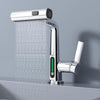 Modern Single Hole Basin Faucet with Waterfall, Pull Out Sprayer and LED Temperature Display, Chrome Silver