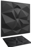 Elegant 3D Diamond-Embossed Black PU Leather Wall Panels - 25mm Thickness, Size: 600 x 600 mm (Pack of 4)