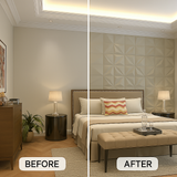 Artistic 3D Geometric Relief PU Leather Wall Panels - 60x60cm, 20mm Thickness Size: 600 x 600 mm (Pack of 4)