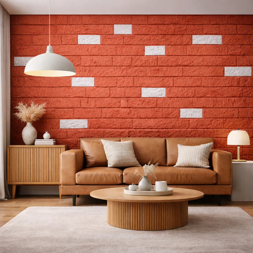 Brick style pattern Hard PU Wall Panel. Size: 1160 x 300 x 25 mm (Pack of 2) – Mixed Red & White