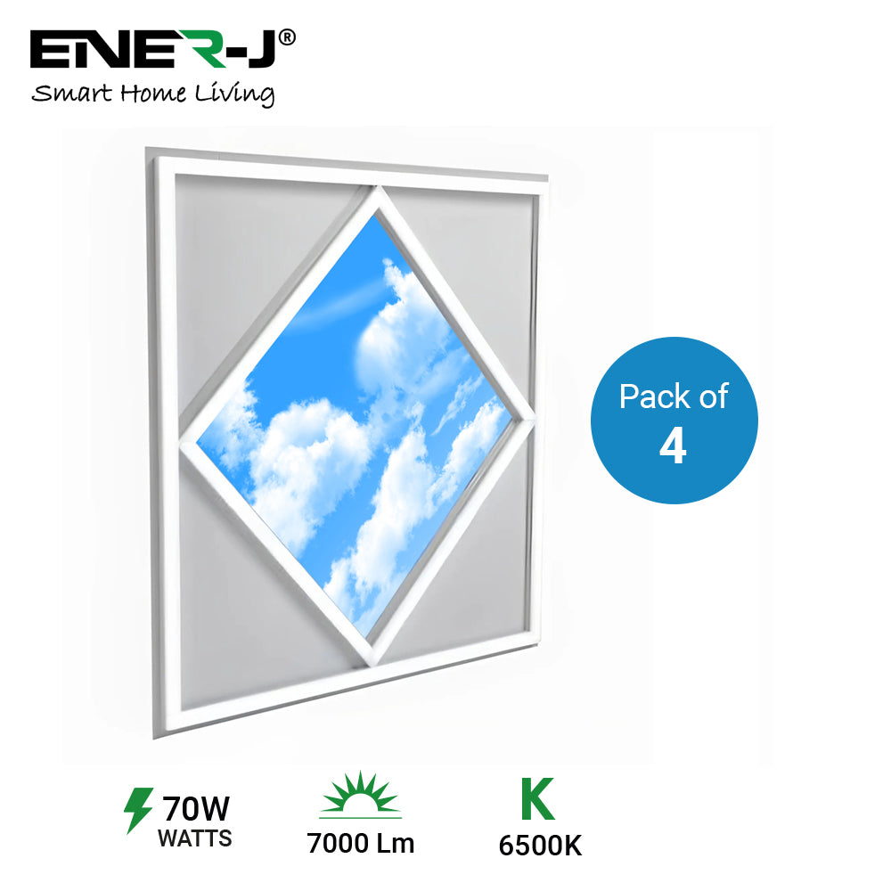 60x60cm Diamond Sky & Cloud Ceiling LED Panel Light - 70W, Cool White | Pack of 4 - 6500K