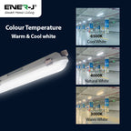 Power Selectable & CCT Selectable Non Corrosive Waterproof LED Fitting, 1.5m, 50W, 120 Lumens per Watt | Single pack