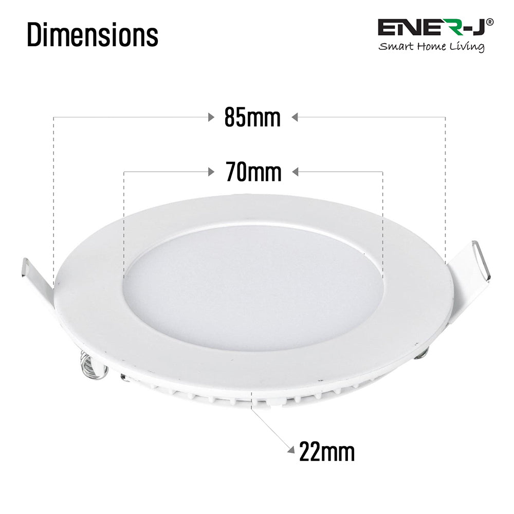 3W Recessed Round LED Mini Panel 85mm Diameter CCT Switchable (Pack of 4)