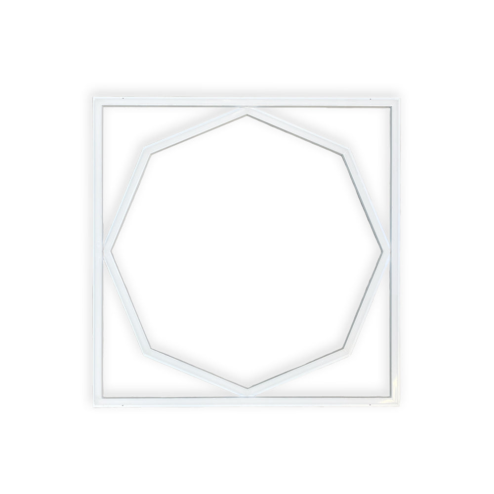60x60cm LED Frame Panel Light with Hexagon Inner Lights, 40W, Cool White | Single Pack - 6500K