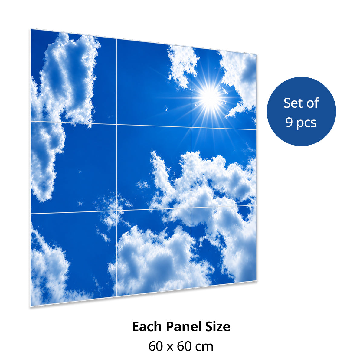 Blue Sky & Sunlight LED Panel Set 9 Pack 60 x 60cm 40W LED Panels