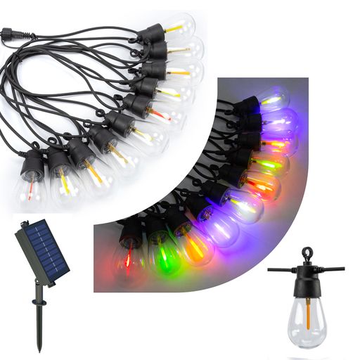 Solar RGB Meteor Show String Lights for festive season, 10 Meters 10 Lamps, IP44