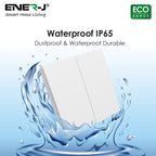 2 Gang Wireless Kinetic Switch, White+Non Dimmable + Wi-Fi 5A RF Receiver