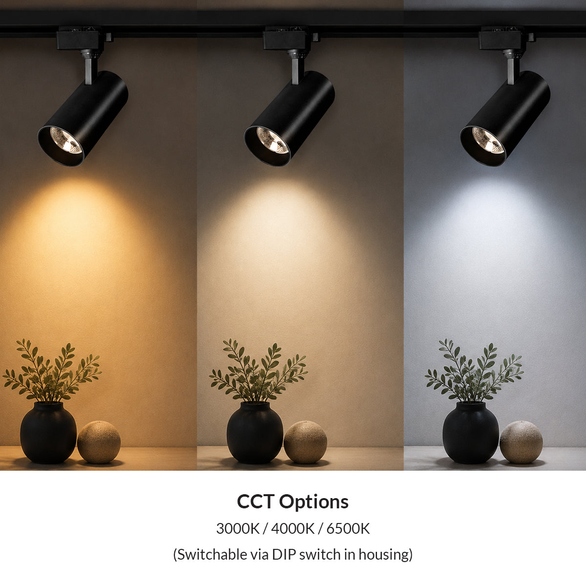 Ener-J 30W CCT Switchable LED Track Light Black Housing