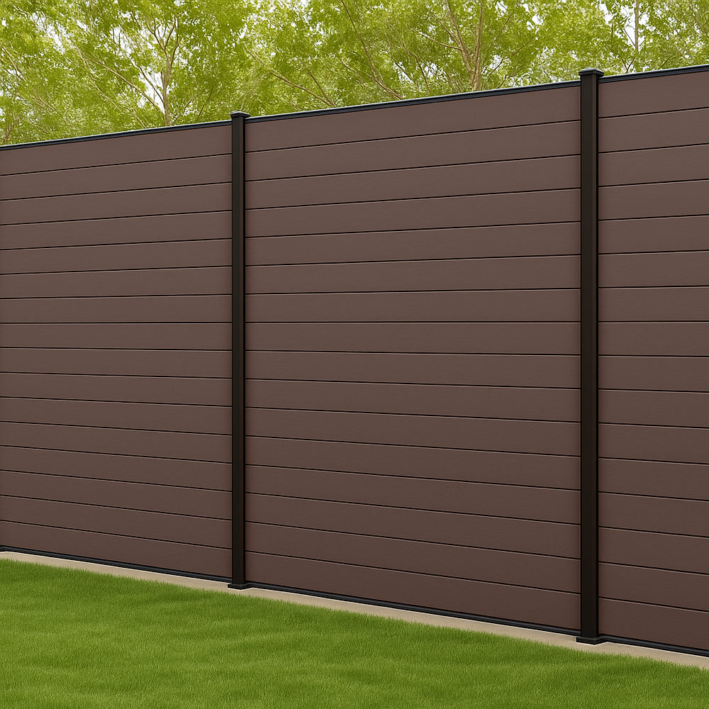 Composite Fence Panel Kit, Dark Coffee | 1.8m x 1.8m | Includes Panels, Post & Fixings | Eco-Friendly, Low Maintenance