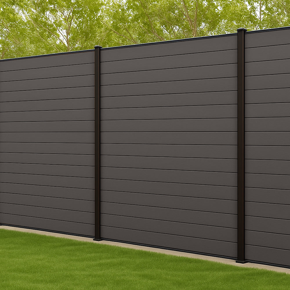 Composite Fence Panel Kit, Light Grey | 1.8m x 1.8m | Includes Panels, Post & Fixings | Eco-Friendly, Low Maintenance